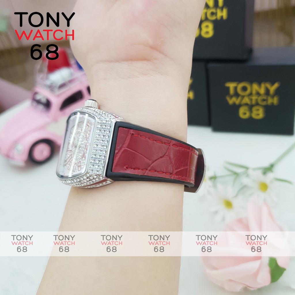 Đồng hồ nữ FM mặt bầu dục đính đá dây cao su bọc da sang chảnh chống nước Winsley | BigBuy360 - bigbuy360.vn