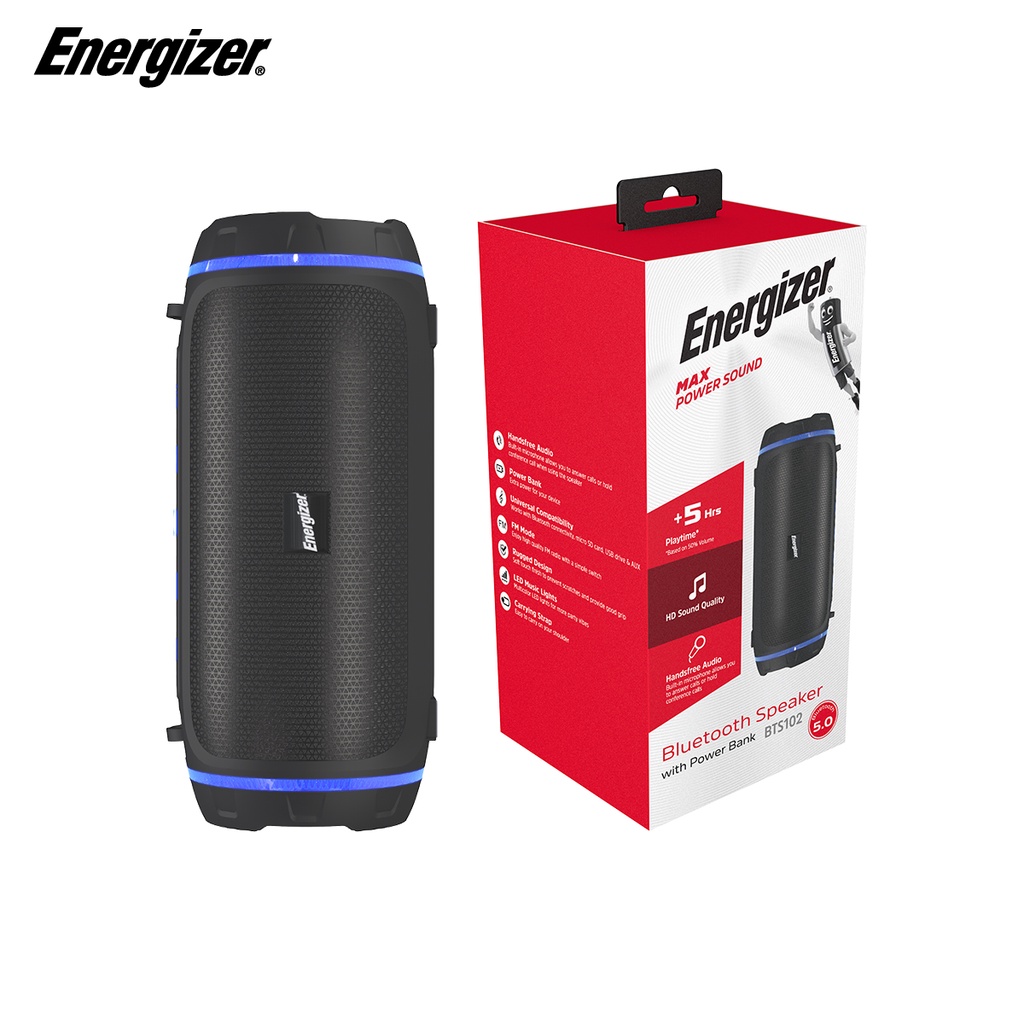 Loa Bluetooth Kiêm Sạc Dự Phòng Energizer BTS-102 Nghe Nhạc Hay, Hỗ Trợ Cắm Usb Nhỏ Gọn Giá Rẻ