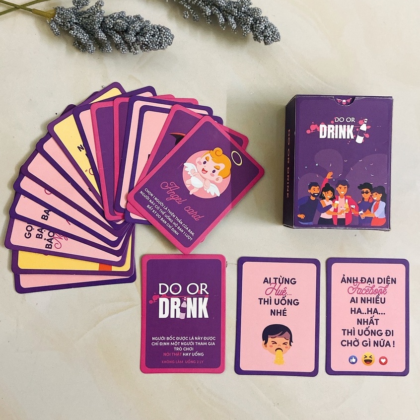 Bộ bài Drinking game huệ nốc out tổng hợp 83 lá bài cho cặp đôi nhóm bùng nổ cuộc vui combo kèm hộp