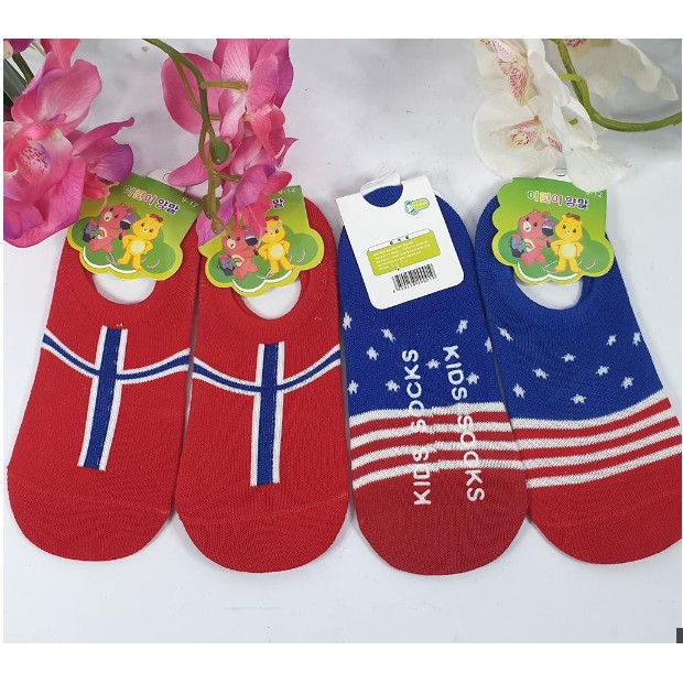 Combo 5 đôi tất hài hình cờ KIDS SOCK cho bé 9-12 tuổi