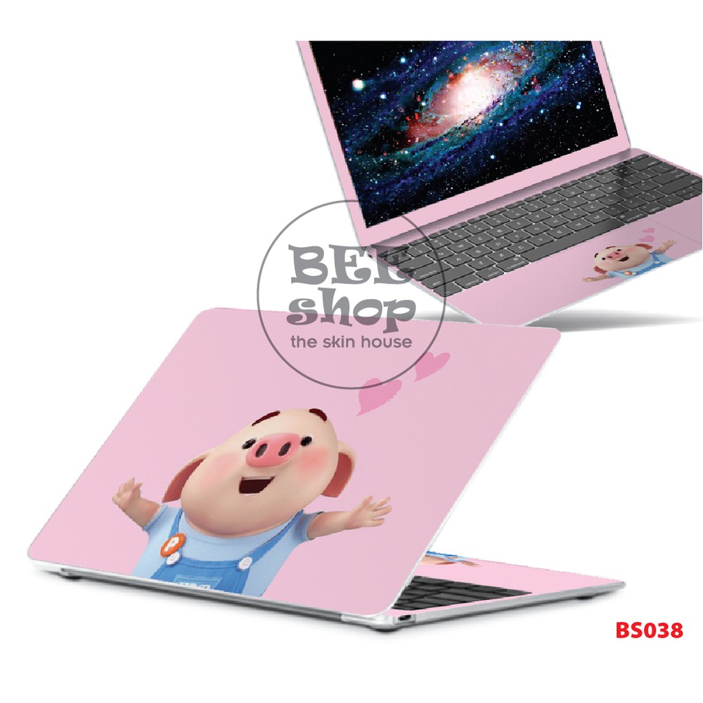 Skin laptop BEE SHOP mẫu PINK PIG cho các dòng máy