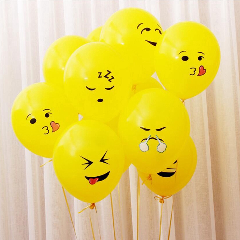 10 Bong Bóng Cao Su Hình Biểu Tượng Cảm Xúc Màu Vàng