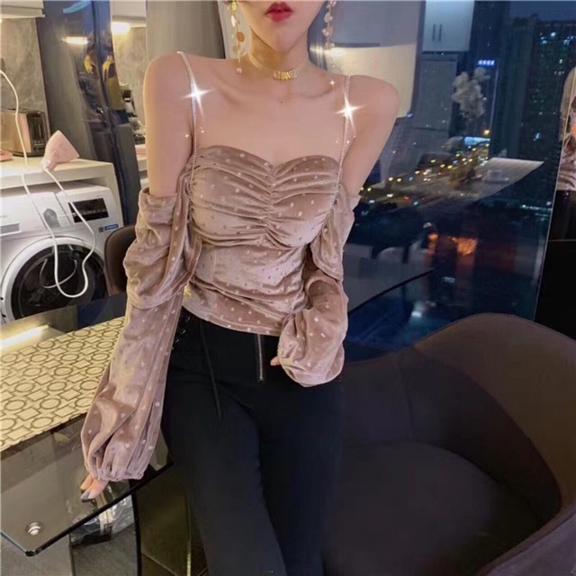 Áo hai dây nhung kim tuyến