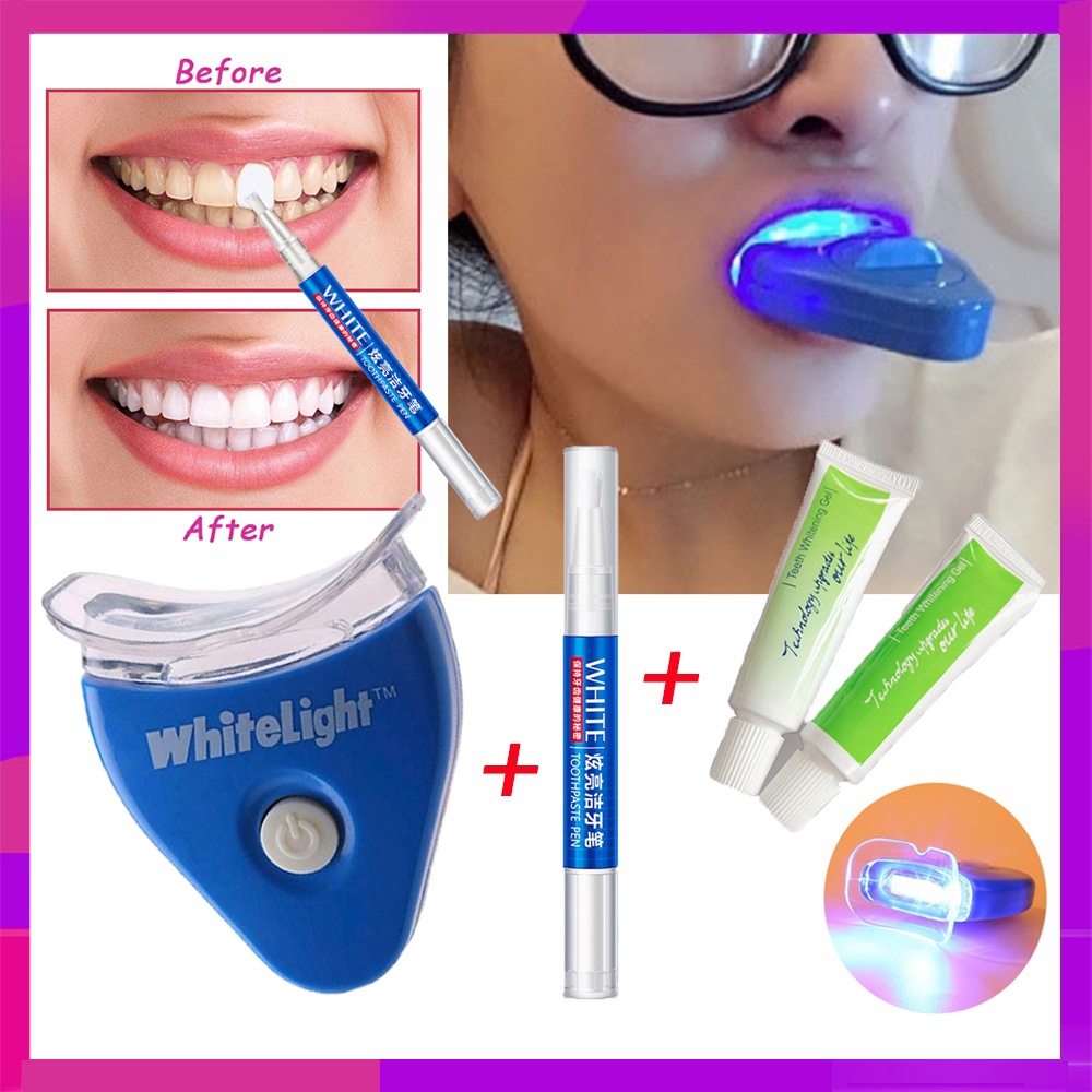 [Bộ Kit] Tẩy trắng răng tại nhà loại bỏ ố vàng mảng bám trên răng công nghệ Mỹ- WhiteLight