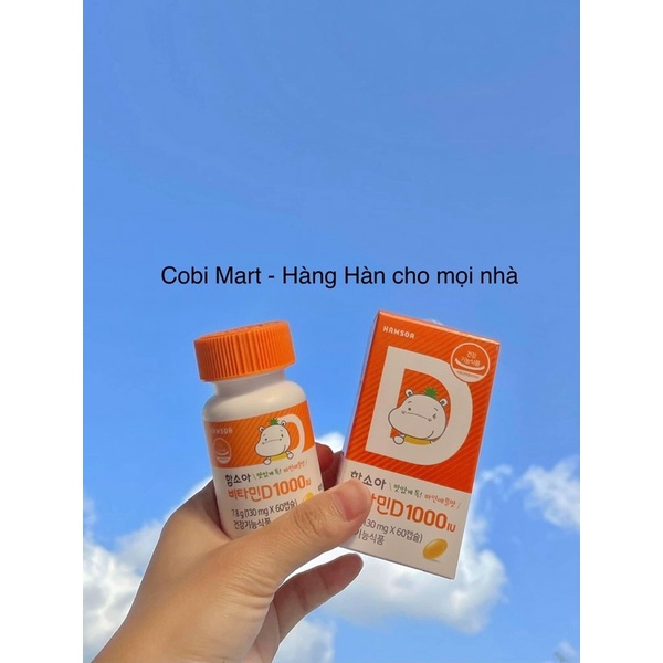 [Có bill]HAMSOA KIDS VITAMIN D 1000 IU, HỘP 60 VIÊN CHO BÉ 12M+