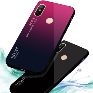 Ốp điện thoại mặt kính cường lục màu gradient cho Xiaomi Mi8SE