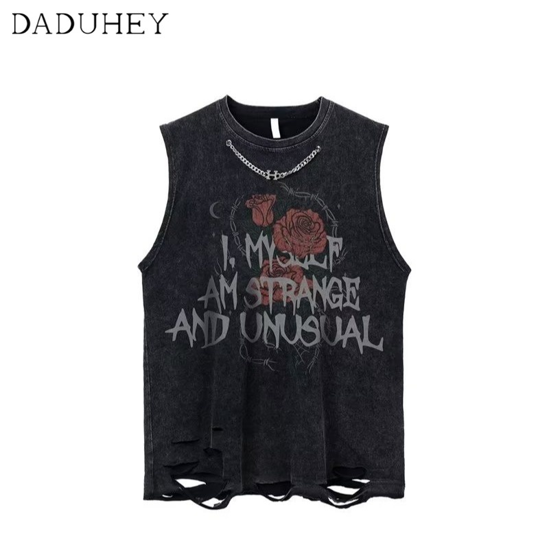 DaDuHey🔥 Summer Handsome Waistcoat Sports Vest Ins Men's Fashion Brand Large Size Cartoon Print Loose Sleeveless T-shirt