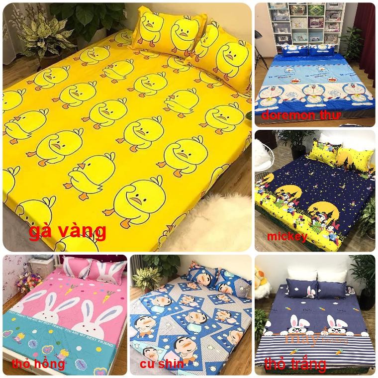 Ga Trải Giường Poly Cotton Kèm 2 Vỏ Gối Nằm m6/m8