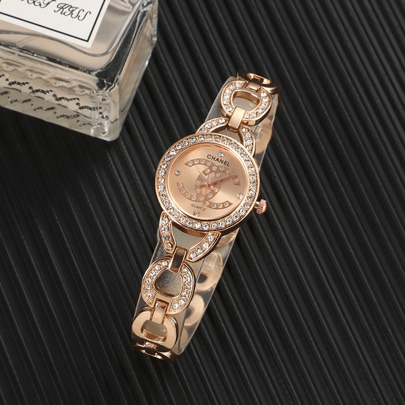 Đồng Hồ Đeo Tay Mặt Tròn Đính Đá Thời Trang Cho Nữ