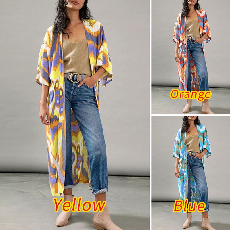 Áo khoác cardigan Zanzea tay 3/4 in họa tiết hình học thời trang cho nữ