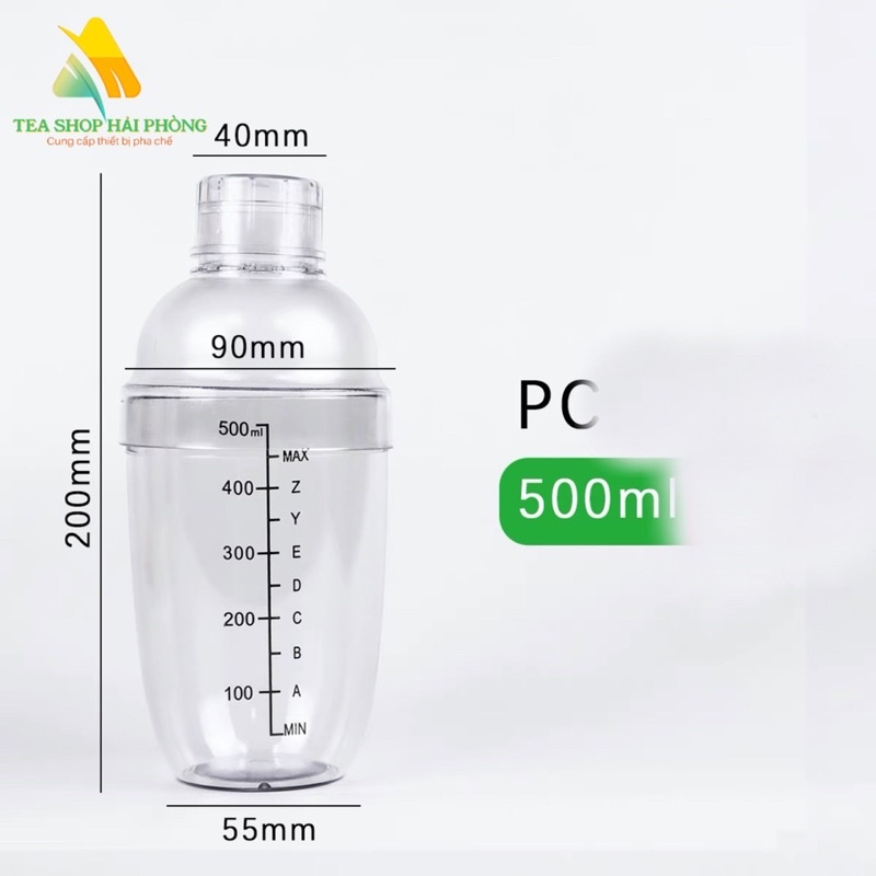 Bình lắc shaker nhựa pha chế cafe, cocktail, bartender 350ml - 500ml - 700ml -1000ml
