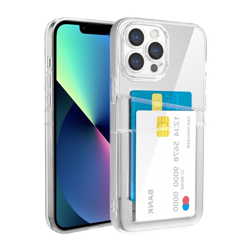 Ốp Điện Thoại Mềm Trong Suốt Chống Sốc Dạng Ví Có Ngăn Đựng Thẻ Cho IPhone 13 12 Mini 11 Pro XS Max X XR 7 8 Plus SE 2