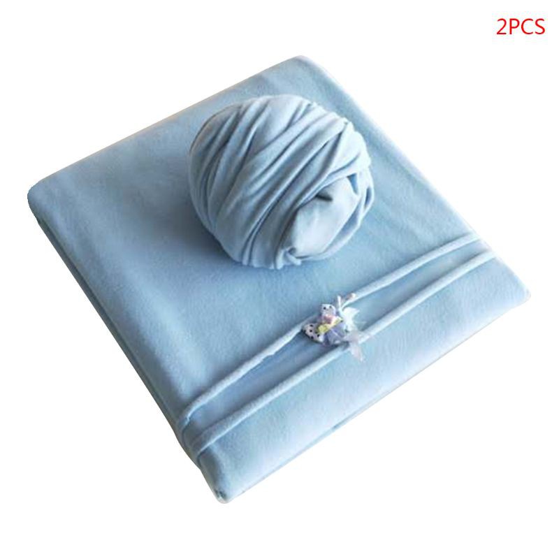 Set chăn quấn + mũ co giãn đạo cụ chụp ảnh cho bé sơ sinh