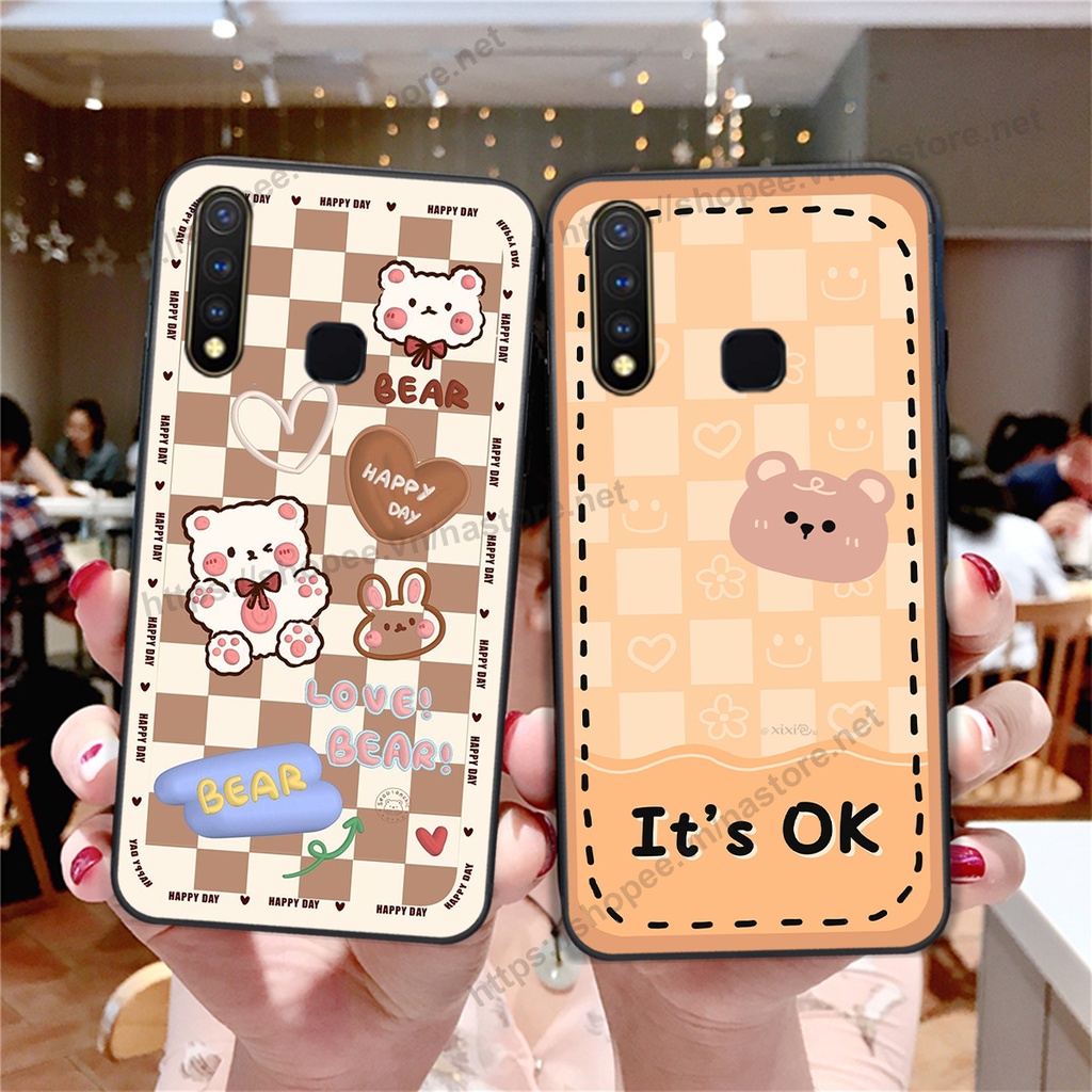 Ốp lưng Vivo U10 / Y11 /Y12 / Y15 / Y17 / Y19 /U3 trái tim hình gấu cute cá tính, giá rẻ, cực bền