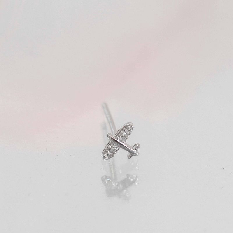 Khuyên tai bạc nữ có bảo hành Bling It phong cách basic kiểu dáng hình máy bay đính đá BIBT337
