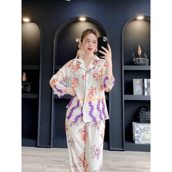 BỘ PIJAMA LỤA CAO CẤP MULISI HỒNG BUN GA RI