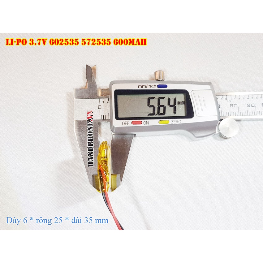 Pin Li-Po ZonCell 3.7V 600mAh 602535 572535 cho Điện Thoại, Smartwatch, Loa Bluetooth, Camera hành trình, Chuột quang