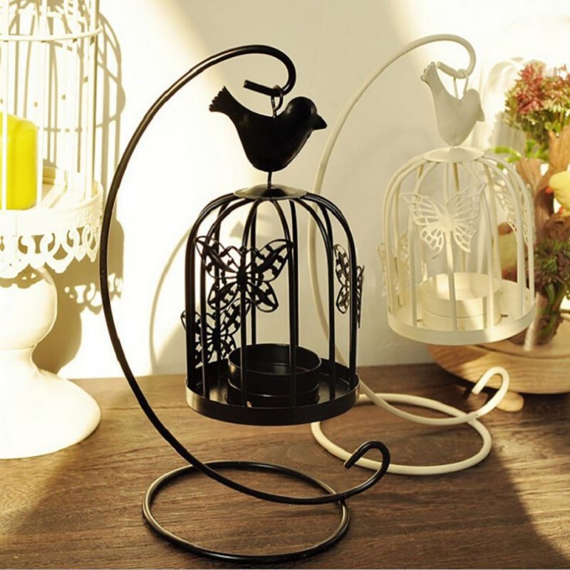 Giá đỡ nến kiểu lồng chim sinh động để trang trí nhà cửa