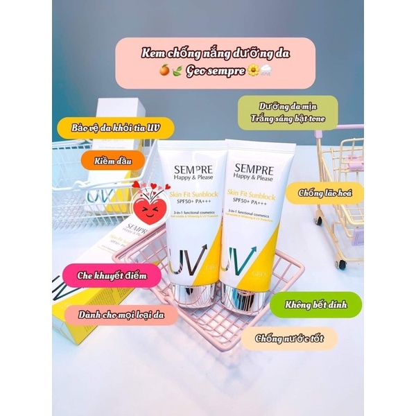 🌻KEM CHỐNG NẮNG GEO LAMY SEMPRE_HAPPY & PLEASE_SKIN_FIT SUNBLOCK SPF50+ PA+++😍😍