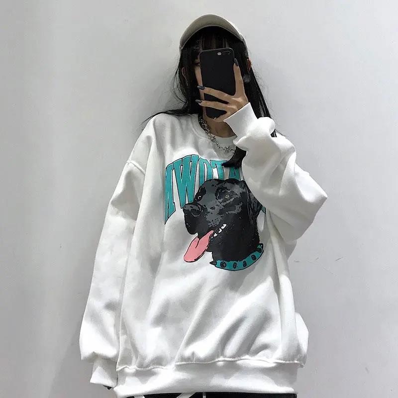 HIIXIIVI Áo Sweater Tay Dài Cổ Tròn Oversize In Họa Tiết Thời Trang Hàn Quốc Cho Nam Nữ