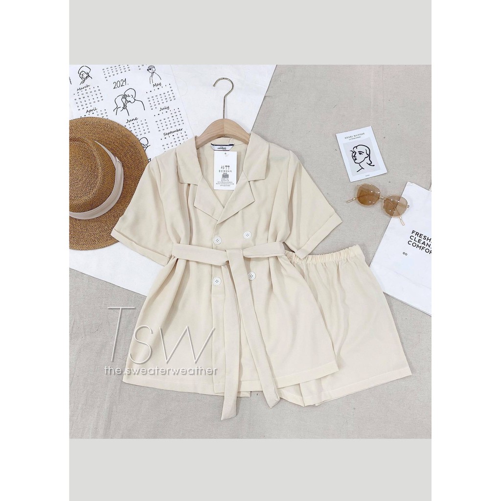 Set áo blazer kèm quần short thắt eo (Ảnh thật) | BigBuy360 - bigbuy360.vn