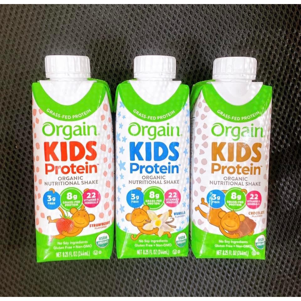 Thùng 12 hộp sữa nước hữu cơ Orgain kids protein