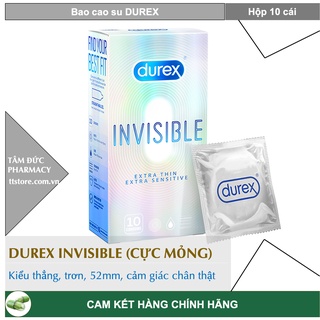 Bao cao su DUREX Invisible Extra Thin Sensitive 3 cái/10 cái (52mm, cực siêu mỏng)