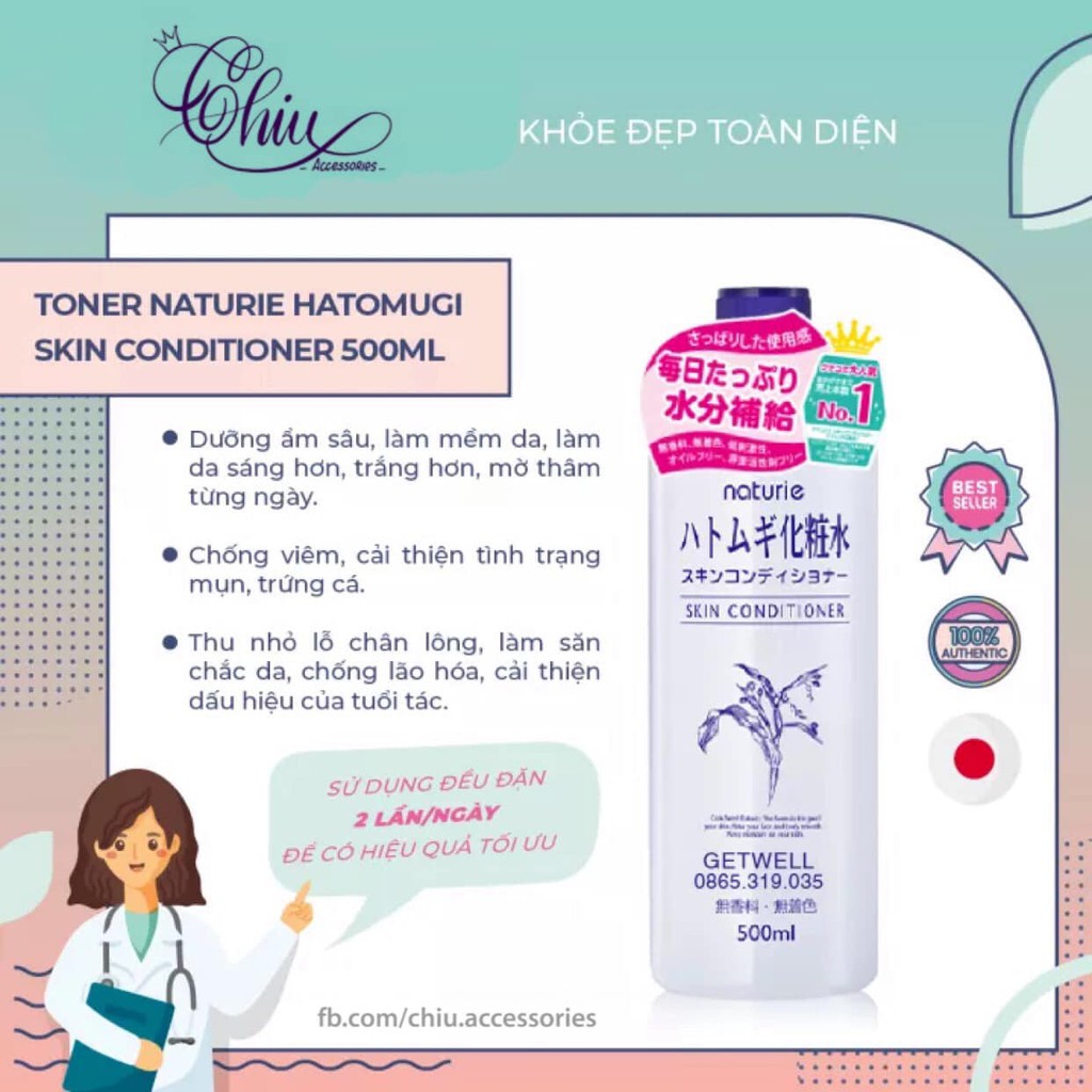 Nước hoa hồng cấp ẩm Naturie Skin Conditioner