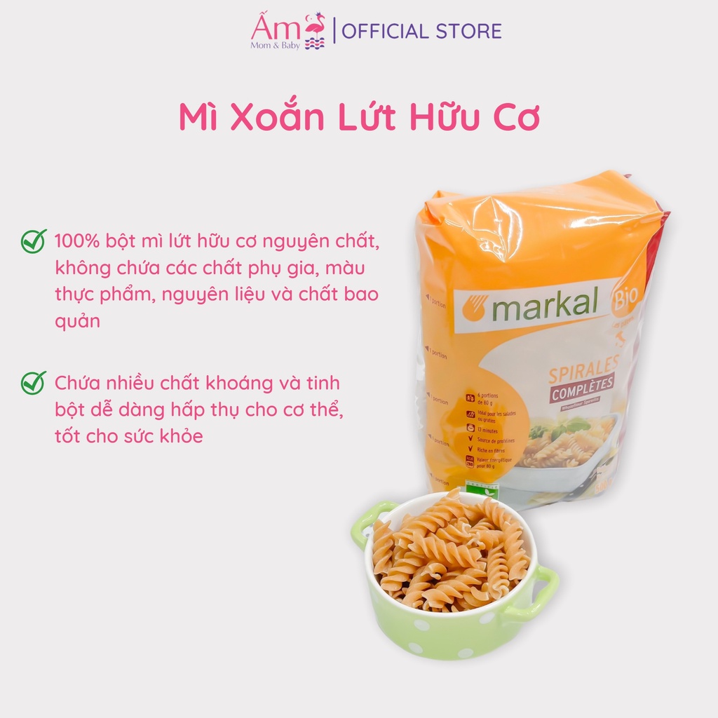 Mì Nui Xoắn Hữu Cơ Trắng/Lứt Cho Bé Ăn Dặm  Từ Ấm Baby 8 Tháng Tuổi Organic Giàu Chất Dinh Dưỡng Ấm Gift Decor