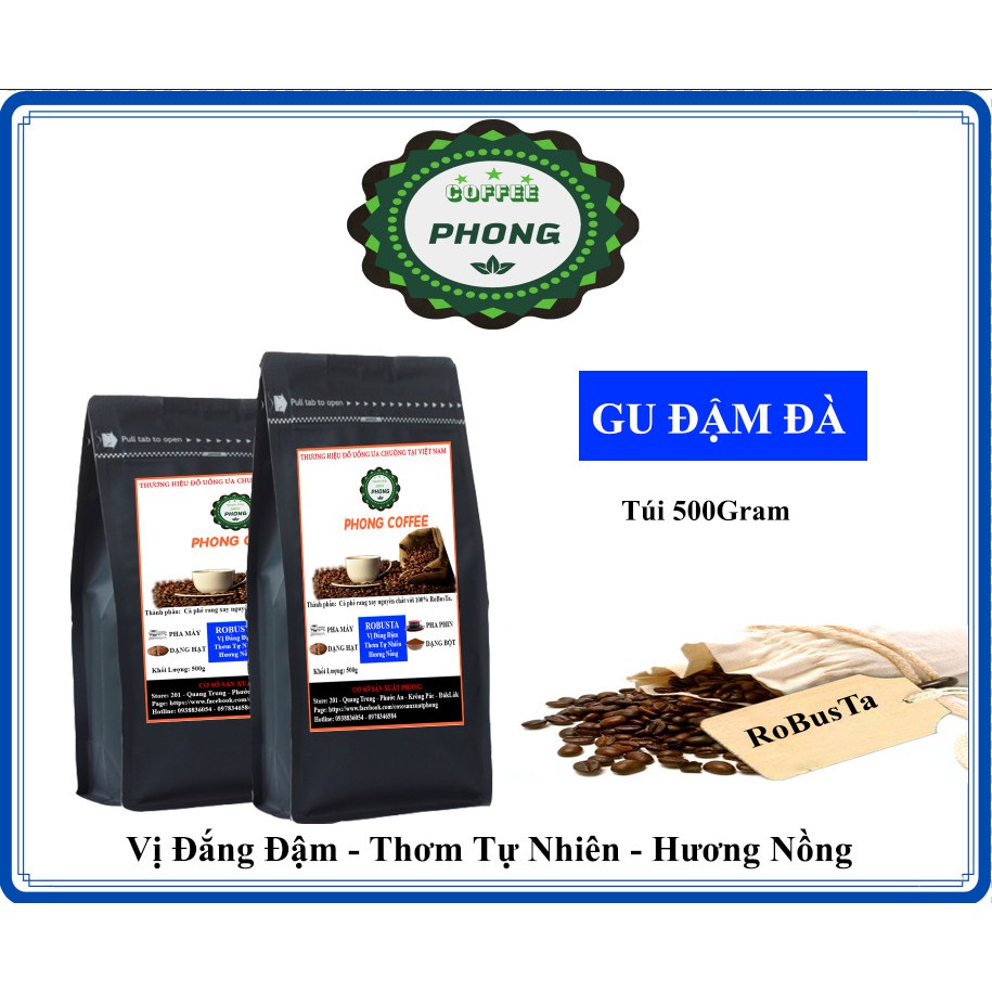 Cà Phê Nguyên Chất Robusta Vị Đắng, Thơm 500 Gram