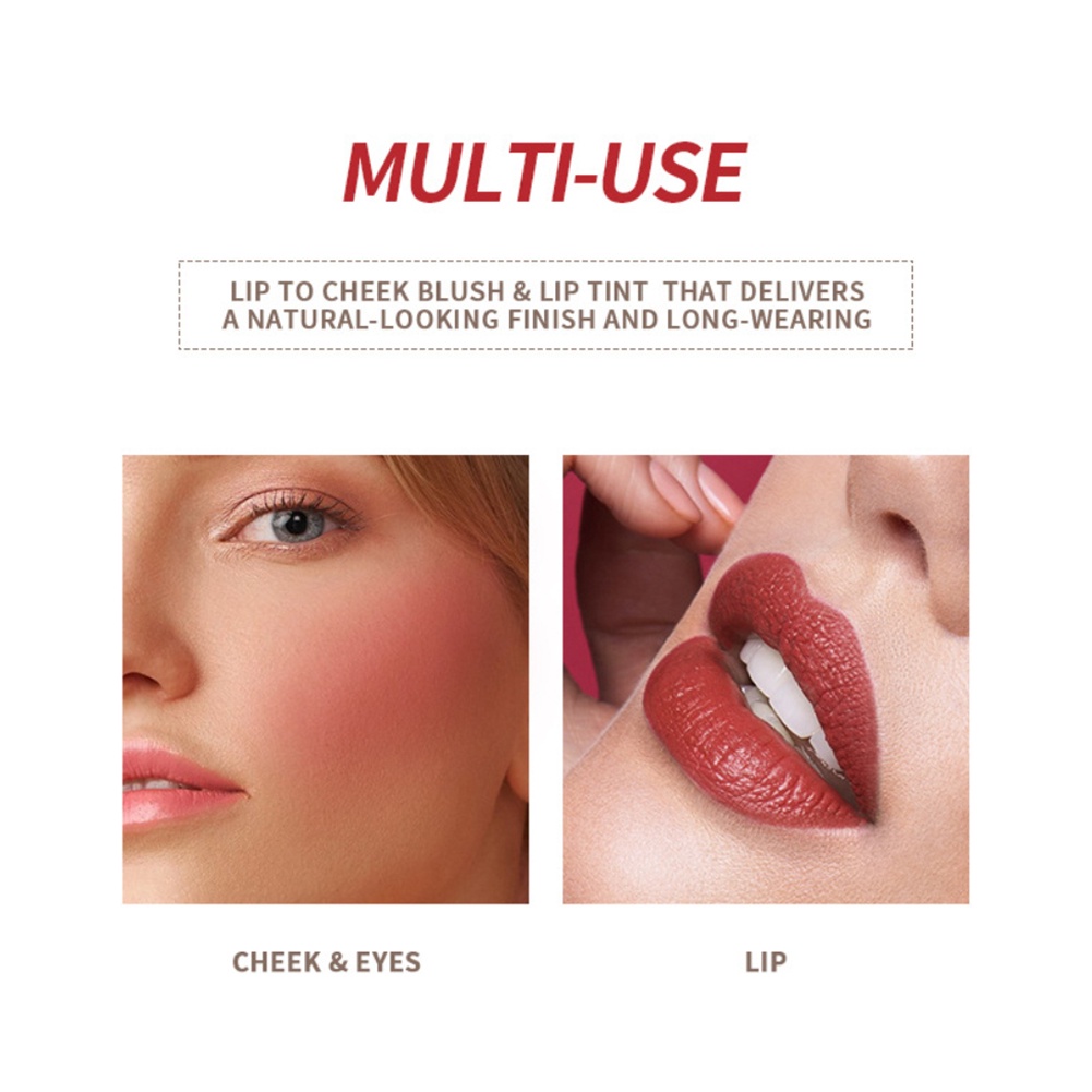 ✧Ready Stcok KIMUSE Son Môi Má Hồng Hai Công Dụng 6 Màu Son Môi Nhung Lì Dưỡng Ẩm Không Thấm Nước Chống Mồ Hôi Lâu Trôi Không Dính Dạng Cốc Son Bóng Trang Điểm Môi Cao Hơn