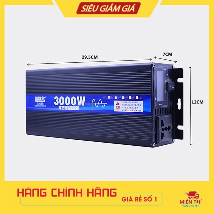 Máy Kích Điện 3000W Sin Chuẩn Đổi Nguồn 12V Lên 220V