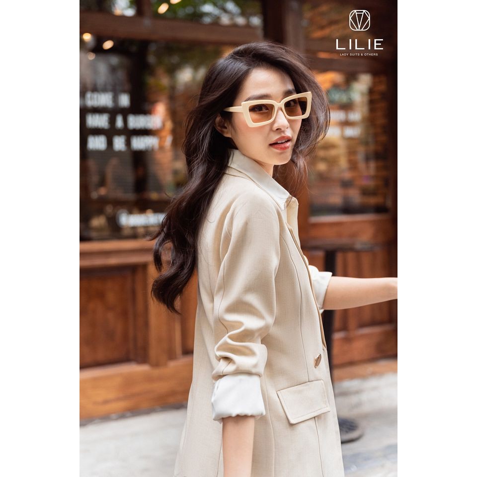 Set Blazer Kem xước 2 cúc dáng ngắn + quần âu by Lilie