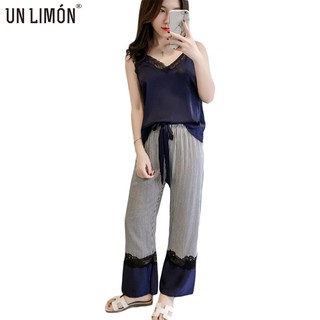 Bộ quần áo Pijama không tay cổ chữ V quyến rũ cho nữ UNLIMON