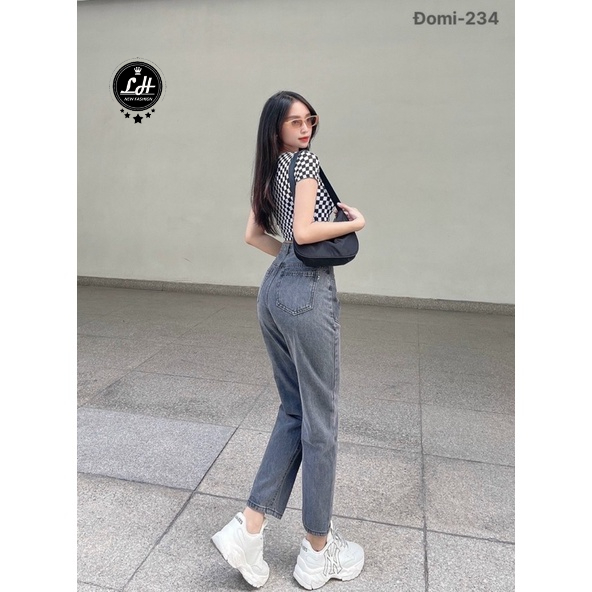 Quần baggy jean nữ Lê Huy Fashion lưng siêu cao 2 nút kiểu túi trước form đẹp giá rẻ MS 369