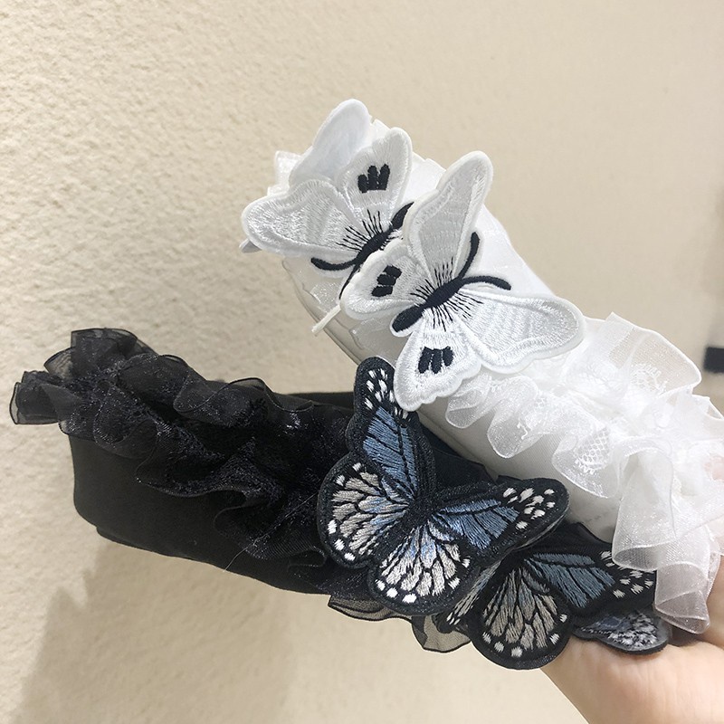 Mũ Beret Thêu Hình Bướm Màu Đen Phong Cách Hàn Quốc Thời Trang Xuân Hè Cho Nữ