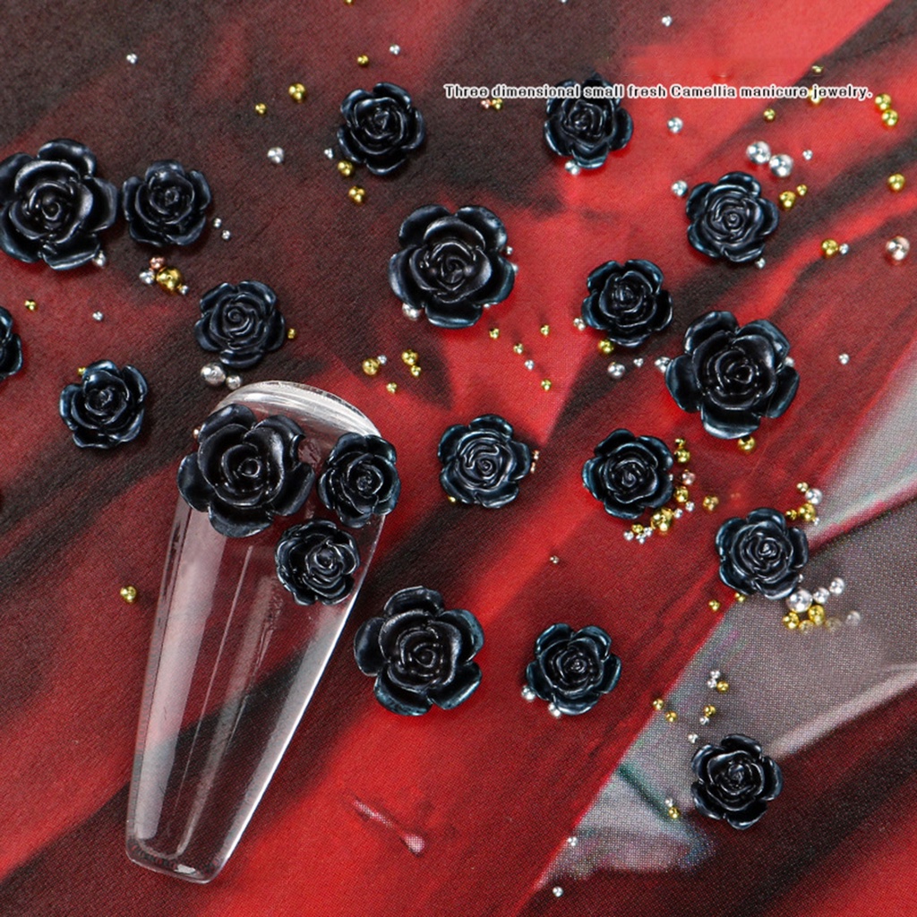 Túi 50 Bông Hoa Trà Đen Ba Chiều Trang Trí Móng Nghệ Thuật