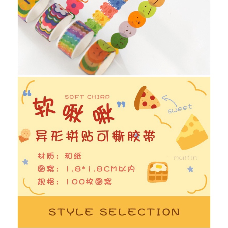 Cuộn washi 100 stickers hoạt hình