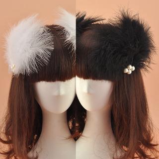 Kẹp Tóc Phối Lông Vũ Đính Ngọc Trai Nhân Tạo Hợp Thời Trang