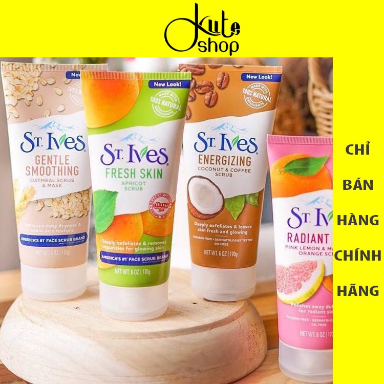 Kem tẩy da chết cho mặt Stives Oatmeal, Green Tea, Apricot Scrub tuýp 170g