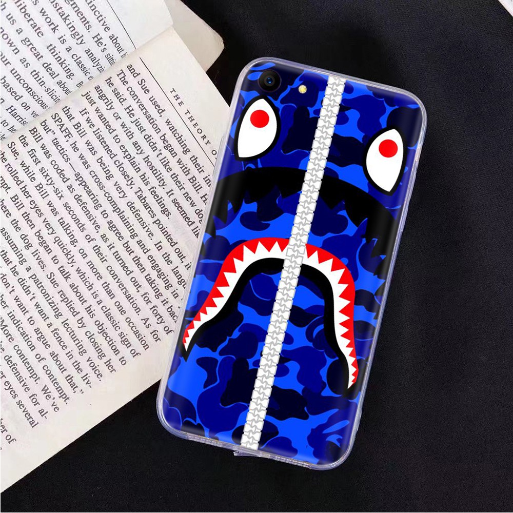Ốp điện thoại trong suốt hình cá mập Bape thích hợp cho iPhone 8 7 6 6S Plus 5 5S SE