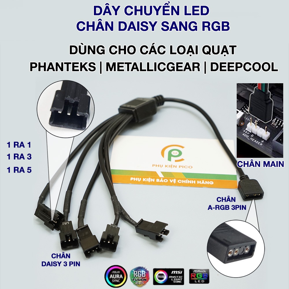 Dây chia RGB và dây chia ARGB – Dây chuyển đổi LED RGB/ ARGB sang Daisy Chain cho đèn LED và quạt Case