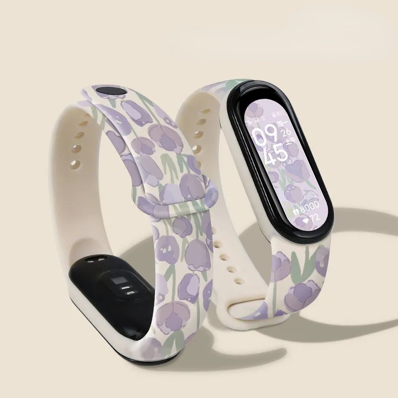 Dây đeo thay thế họa tiết hoa Tương thích với Xiaomi Mi Band 4 / 3