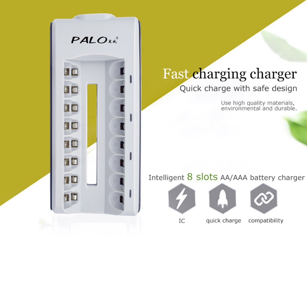 [Coco] PALO 8 Slots Smart Intelligence Battery Charger Charging Station Port for AA/AAA Batteries with LED Indicator