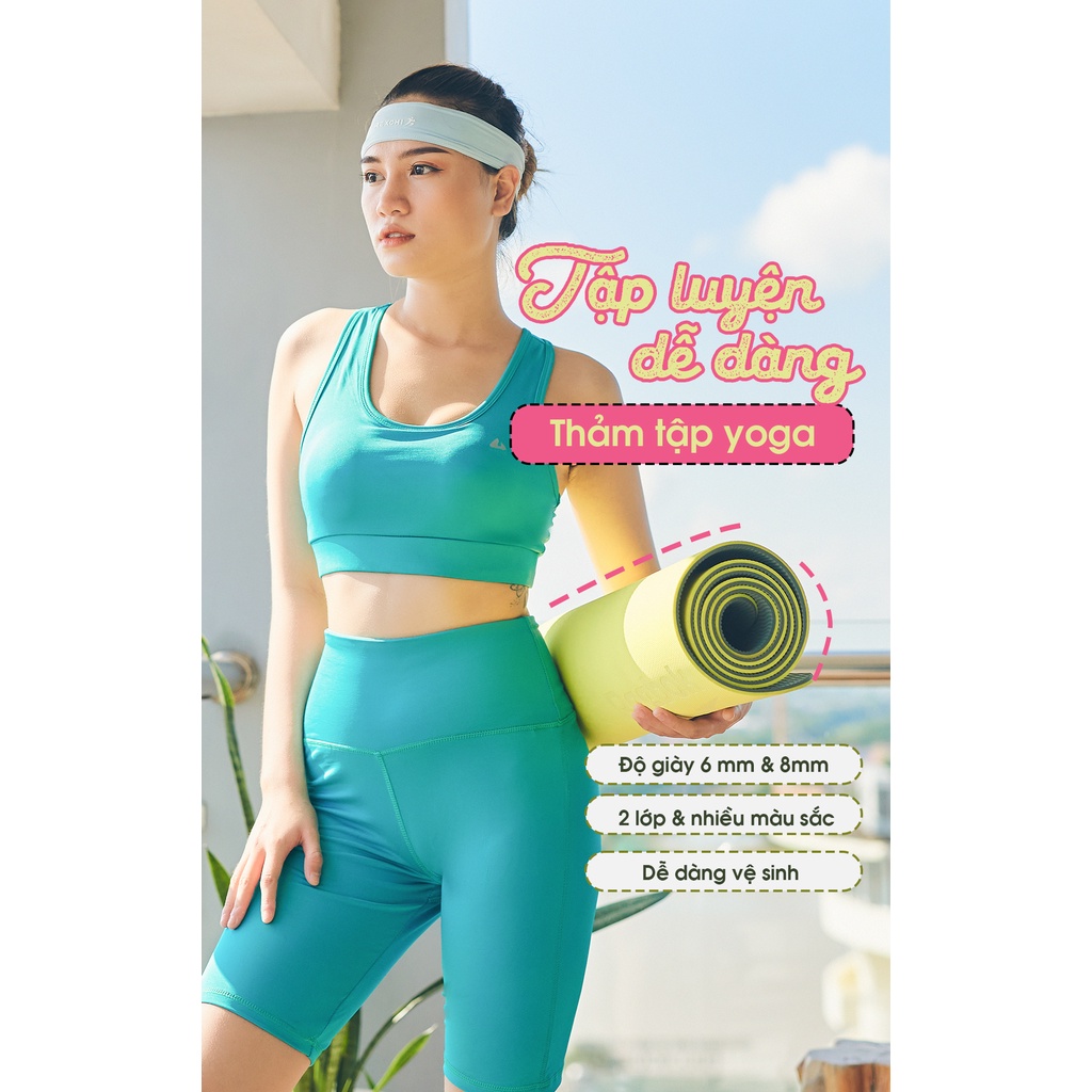 Thảm Tập Yoga Gym Thể Dục Tại Nhà TPE Chống Trượt 2 Lớp Dày 6mm Chất Liệu Cao Su Non Cao Cấp, Êm ái, Không kích ứng da