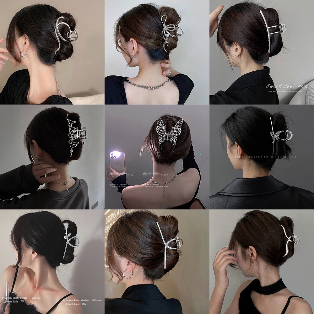 Kẹp Tóc Kim Loại Hình Nơ Đính Ngọc Trai Đơn Giản Cho Nữ