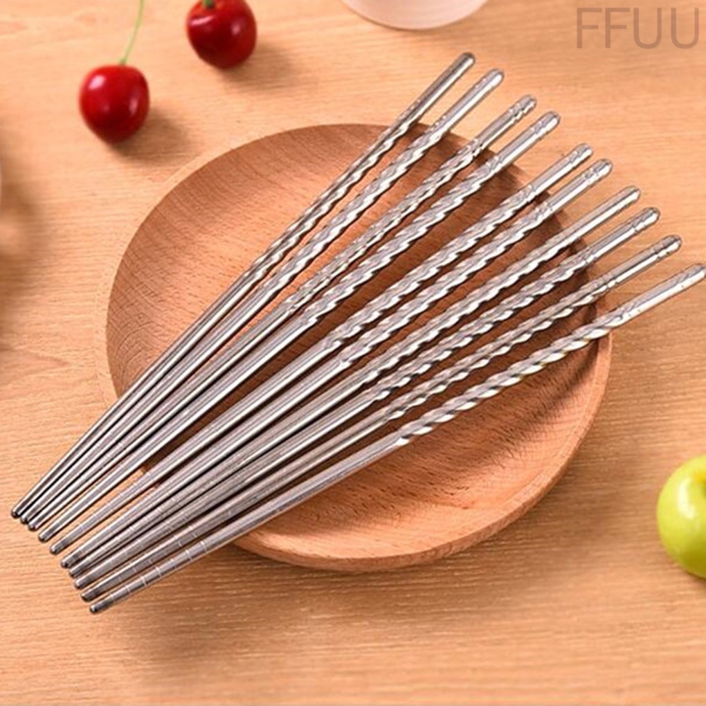 Đũa Ăn Bằng Thép Không Gỉ Chống Trượt Có Thể Tái Sử Dụng Tiện Lợi 86
