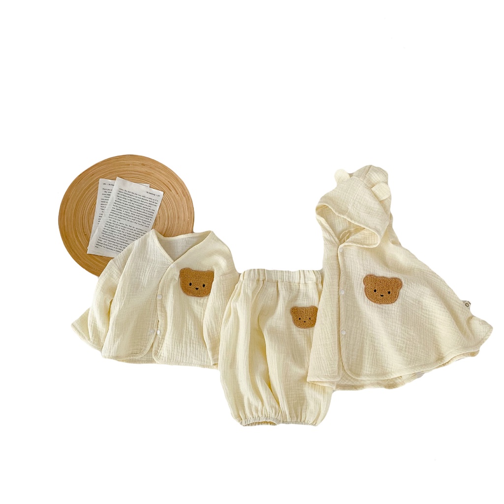 Bộ Áo Khoác cardigan Có Mũ + Quần Dài Chống Muỗi Thời Trang Xuân Hè Hàn Quốc Cho Bé