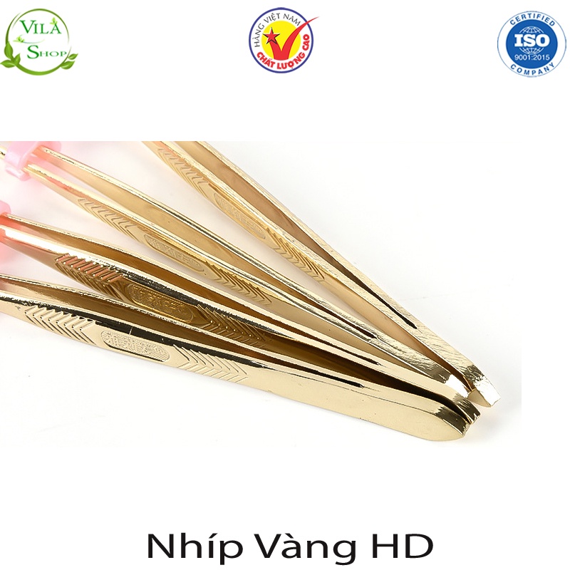 Nhíp Đa Năng Nhổ Lông Mày, Nhíp Nhổ Tóc Bạc, Tóc Sâu Màu Vàng HD - Thép Không Gỉ Hàng Chuẩn, Đẹp, Bám Tốt