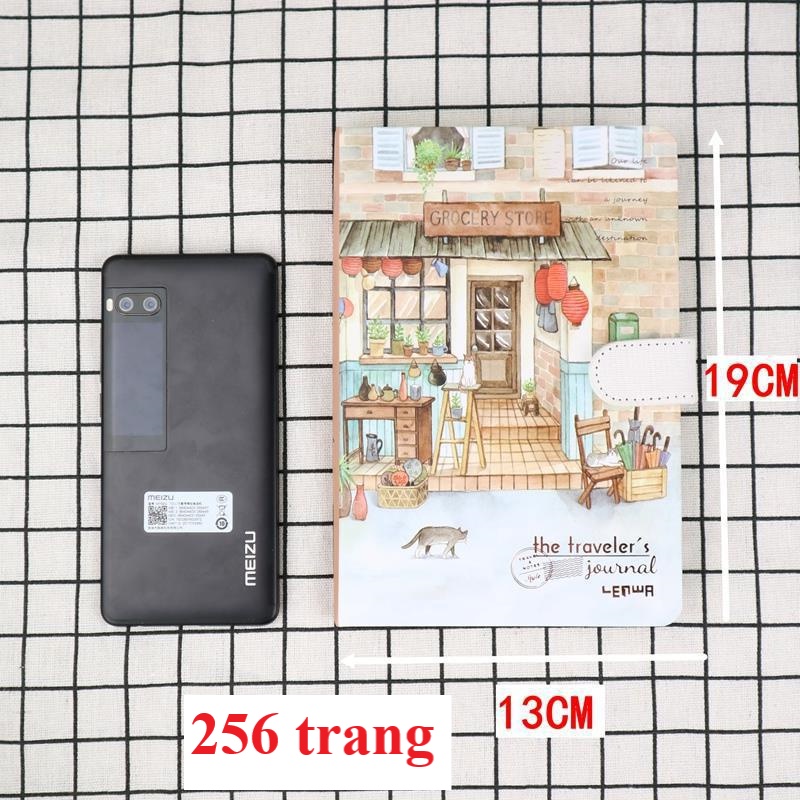 Sổ tay vintage journal ghi chép B6 bìa cứng có dây vải cài khóa từ tính với nhiều mẫu bìa đẹp mắt 256 trang